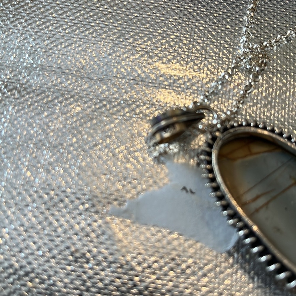 LabradorIte Natural Tan Gray-Blue .925 sterling silver Pendant Necklace - Picture 10 of 12
